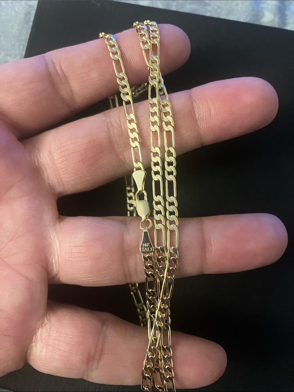 14K Yellow Gold Bonded Figaro Chain Necklace 24”